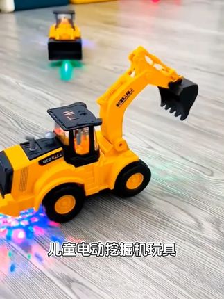 儿童电动挖掘机玩具发光音乐挖土机1-2岁半小男孩3-6岁工程车玩具