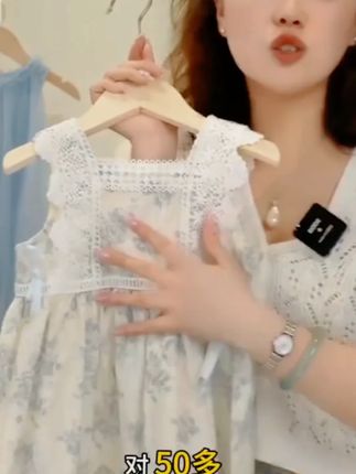 XQ41500【夏】儿童裙子(青花瓷碎花蝴蝶结蕾丝花边无袖裙子) #青花瓷碎花裙 #儿童无袖裙子 #蕾丝蝴蝶结裙