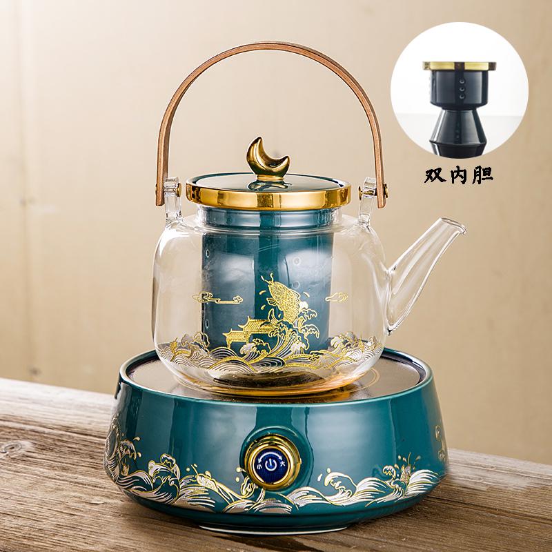 中式高端陶瓷电陶炉煮茶蒸煮器具全套家用。#茶器之美 #茶空间 #品茶静心 #陶瓷电陶炉煮茶器 #茶生活茶人茶事
