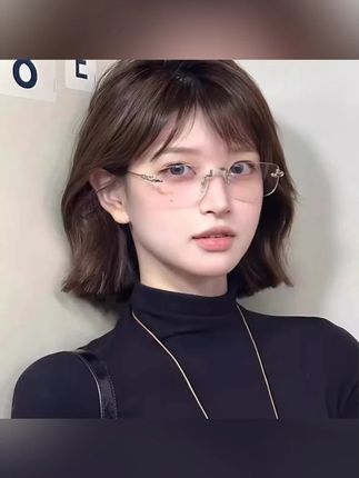 #好物推荐 钟表配饰 博莎韩系无框近视眼镜女素颜显白大脸显瘦可配度数防蓝光眼镜 #韩系无框近视镜 #素颜显白眼镜 #大脸显瘦防蓝光 #可配度数眼镜