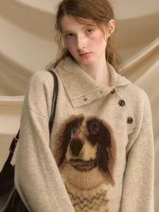 早安小腊肠套头毛衣女秋冬小狗复古宽松慵懒风外穿针织衫毛衣#谁穿谁好看 #显瘦穿搭 #高级感穿搭 #洋气减龄 #ootd穿搭