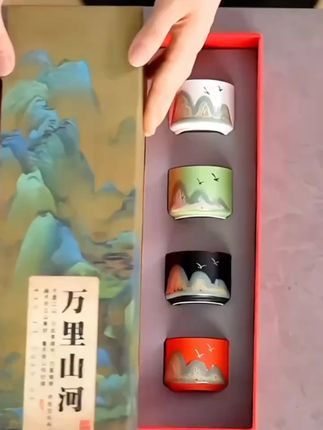 文创手绘万里江山复古茶杯大号品茗杯送礼品高档伴手礼茶具礼盒装#品茗杯#主人杯 #茶杯 #商务礼盒 #茶器之美