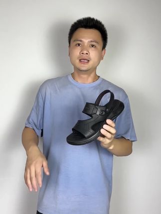 【品质保障】男士镂空透气凉鞋/软底软面