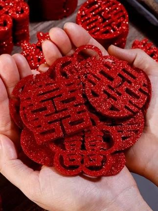 手抛喜字结婚专用婚房布置抛洒迷你囍字果盘装饰小喜婚庆用品大全#结婚用品