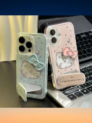 镶钻蝴蝶结KT支架适用苹果16promax手机壳iPhone华为vivo小米oppo #镶钻KT手机壳 #蝴蝶结设计 #支架功能 #16promax适用 #多品牌兼容