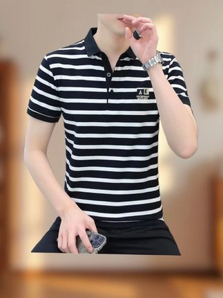 啄木鳥夏季男士95%棉条纹POLO衫短袖T恤男 #品质男装 #短袖T恤 #男士短袖 #男士polo衫推荐 #谁穿谁好看