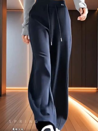 美式显瘦卫裤2025新款高腰窄版阔腿裤常规小个子直筒休闲裤8932#美式卫裤 #高腰阔腿裤 #显瘦裤子 #小个子穿搭 #休闲卫裤