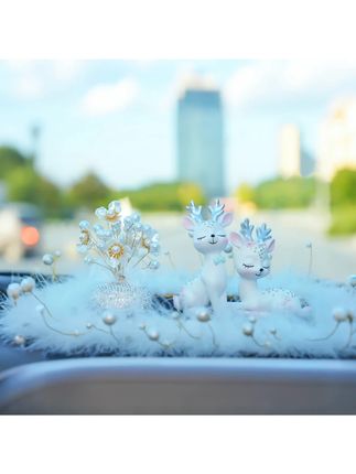 【吉祥情侣鹿】香薰玉兰花套装镶钻汽车中控台一路平安高档车载摆件 #吉祥情侣鹿香薰 #玉兰花镶钻 #中控台摆件 #一路平安