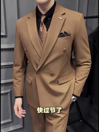 双排扣商务休闲西装新郎首选高级感十足 #职场穿搭 #西装套装