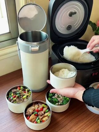 雄乐304不锈钢户外多层真空保温饭盒上班族学生带餐大容量316提锅#餐盒 #厨房好物 #大容量