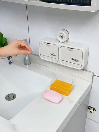 吸盘翻盖沥水肥皂盒家用高颜值壁挂香皂置物架卫生间免打孔收纳盒#家用好物 #卫生间收纳 #免打孔置物架 #高颜值家居 #肥皂沥水盒