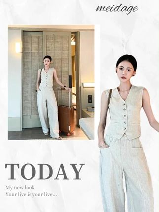 家人们!想穿出不费力的高级感? 这套亚麻透气套装直接把“老钱风”焊在身上!  你看这质感——天然亚麻面料,自带慵懒随性的肌理感,不是那种刻意的精致,却透着骨子里的贵气。夏天穿巨舒服,透气性拉满,出汗也不粘身,体感直接降3度!  关键是版型太懂人心了!上衣宽松藏肉,裤子是弹力腰头设计,不管你是小肚腩还是胯宽,穿上都合身不紧绷,80到140斤都能轻松驾驭。一套上身,不用费心搭配就透着松弛的高级感,像刚从度假回来的富家千金~#ootd穿搭 #品质女装 #穿出高级感 #亚麻套装 #沐熙美大哥