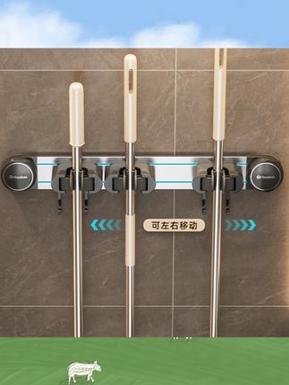 家用吸盘拖把夹壁挂神器收纳扫把拖布免打孔挂钩浴室卫生间置物架#家用收纳 #免打孔挂钩 #拖把夹 #浴室好物 #卫生间收纳
