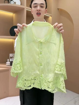 【韩哥女装】夏季薄荷绿重工镂空刺绣时尚休闲衬衫#夏季新款 #谁穿谁好看 #穿出高级感 #好看的衣服都在这里 #显瘦穿搭