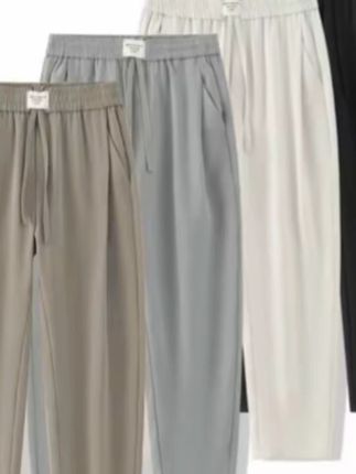 冰丝休闲西装裤男夏季新款凉感透气长裤垂感微弹宽松直筒九分裤潮#透气长裤 #宽松九分裤 #休闲裤子