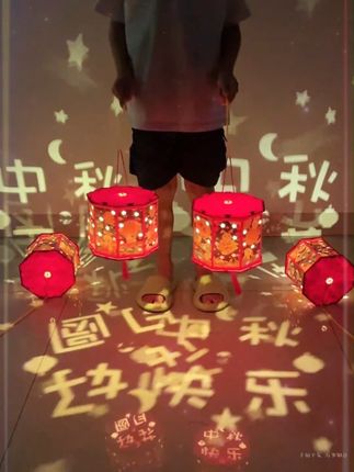 中秋节送花灯也太浪漫了,寓意平安喜乐,晚上开灯真的好好看#手工diy #中秋节手工灯笼 C