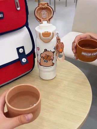 轻松泡卡皮巴拉儿童保温杯男女孩2025新款小学生上学专用吸管水杯 #居家好物 #日常生活 #好物推荐 #儿童保温杯 #男女孩保温杯