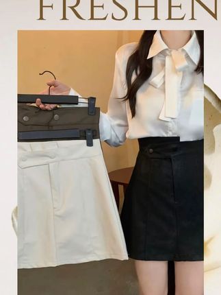 大码女装2025秋装新款胖妹妹PU皮裙胖mm短裙1360#大码女装 #短裙 #皮裙