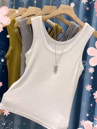 百搭螺纹防走光收副乳內搭外穿纯色修身吊带背心女士显瘦打底春秋#吊带背心 #女士打底 #百搭服饰 #显瘦穿搭 #防走光