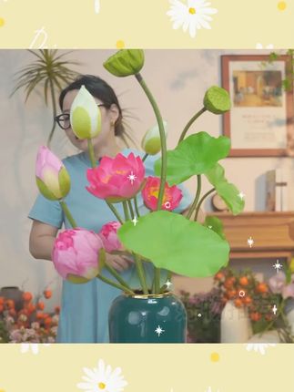 荷花仿真花莲花新中式婚礼插花 #手工饰品 #高端 #品质 客厅#上档次 #爱生活爱鲜花 假花