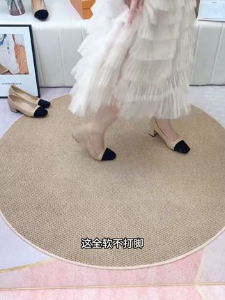 法式小羊皮粗跟高跟鞋方头气质小香风单鞋2025拼色浅口单鞋女鞋#好穿又好搭 #软底软面穿上超舒服 #好鞋推荐 #脚宽脚胖都可以 #高跟鞋