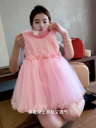 小女孩夏季洋气蓬蓬纱粉色公主裙 #超仙蓬蓬公主裙童装 #我家的小公主闪亮登场啦 #高品质童装 #女宝穿搭 #儿童公主裙