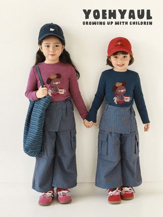 幼悠女童秋装时尚屁帘细格子工装裤儿童休闲百搭阔腿裤Q4674 #百搭裤子#百搭神裤#萌宝穿搭#基础款#儿童工装裤