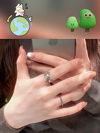 复古花朵戒指,女生潮流必备 #花朵戒指 #重工戒指 #时尚百搭 #女生戒指 #ins潮流