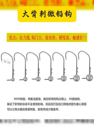 大背刺微铅铅头钩9099大钩门自由钓组黑坑鳜鱼鲈鱼钱塘路亚鱼钩 #鱼钩 #大背刺微铅钩 #微铅钩 #铅头钩 #渔具用品