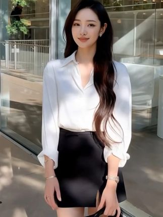 ABTIKS 蕾丝花边设计感衬衫长袖+鱼骨半身裙两件套 #穿出高级感 #女人味 #轻奢女装 #优雅知性