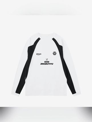 美式复古拼色篮球训练健身跑步运动透气秋季宽松速干长袖猫脸图案#美式复古穿搭 #运动长袖 #秋季运动装备 #速干衣物 #猫脸图案服装