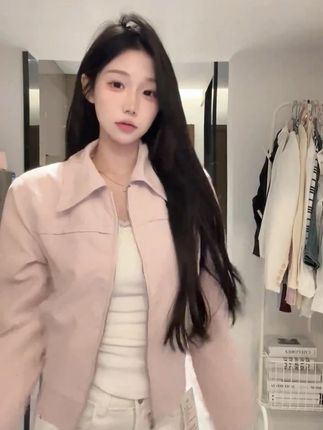 【三三】(轻氧系) babyblue早秋少女RL刺绣慵懒松弛感夹克外套