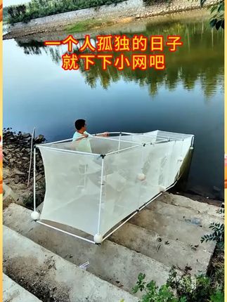 一个人孤独的日子,就想下下小网 #自动进鱼网箱 #渔网 #捉鱼 #鱼塘 #水产养殖 #飞马水产渔需渔具