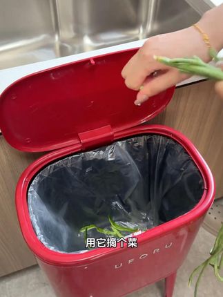 橱明星轻奢高脚垃圾桶,厨房大容量免弯腰超实用! #大容量垃圾桶 #高脚垃圾桶 #厨房收纳桶 #厨房收纳 #家用高脚垃圾桶