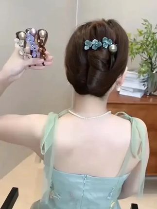 高级感复古花朵扭扭夹简约百搭一字夹后脑勺盘发神器网红气质发夹