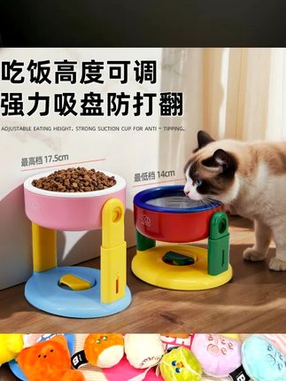 高脚猫碗水碗猫喝水食盆增高架大口径狗碗不易打翻小猫碗保护颈椎 #宠物用品 #趣味养宠 #新手养宠