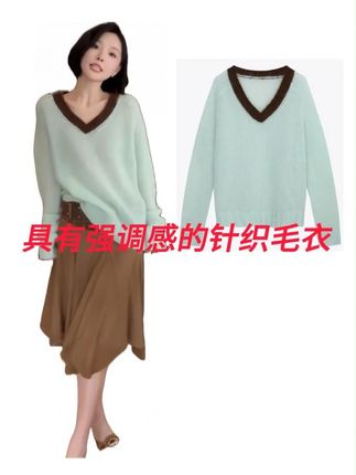 V领针织毛衣 #品质女装 #时髦精 #通勤搭配 #小众设计感 #穿搭日记