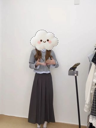 【2025早秋新款女韩系穿搭圆领修身撞色上衣气质高腰显瘦百褶半身:/ 裙】#早秋新款 #气质高腰 #百褶半身裙 #韩系