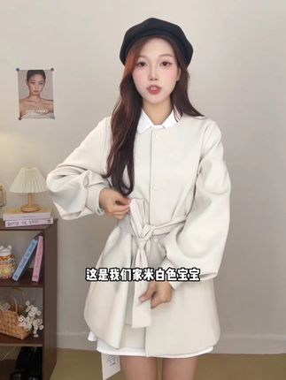 女装短款风衣外套女2025春秋显瘦灯笼袖小个子大衣爆款短外套#小众设计感 #时髦精 #小个子显高显瘦穿搭 #出游穿搭 #日常搭配