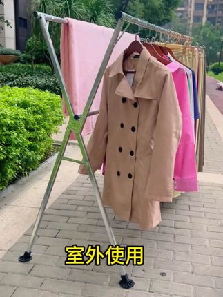 免安装晾衣架可折叠落地家用阳台立式伸缩双杆简易晾衣架子晒被子#免安装晾衣架 #折叠伸缩 #家用晾衣 #阳台好物 #晒被子神器