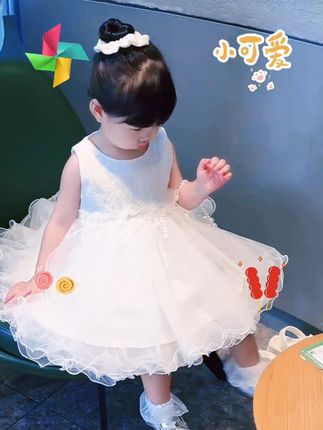 小女孩夏季新款白色蓬蓬纱公主裙 #儿童公主裙 #宝宝裙子 #女童背心裙 #女童连衣裙