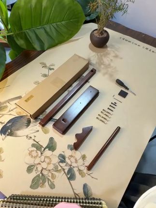 中式毛笔架笔挂安装视频 #笔架 #毛笔架 #笔挂 #书法专用