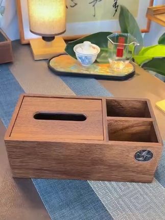 胡桃木纸巾盒高档轻奢中式客厅家用遥控器收纳盒木质多功能抽纸盒#胡桃木纸巾盒 #客厅纸巾盒 #多功能收纳盒 #木质纸巾盒 #遥控器收纳