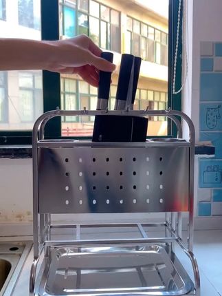 厨房刀具乱糟糟?这搞定一切!这个好东西真的太实用了!家里有这种收纳神器真的很方便 #刀架 #刀架#厨房收纳#置物架