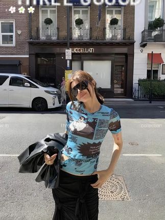 【国庆出游穿搭】AB面印花下摆可拆卸弹力修身上衣 #ootd穿搭 #小众设计感 #时髦精 #时尚 #显瘦