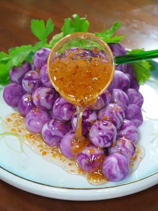 紫气东来 假期大鱼大肉吃多了,快来做上一道这个#紫气东来 清甜不腻,浓浓桂花香,一上桌就被炫光了,大人小孩都喜欢,关键做法太简单了。#桂花蜜 #中秋节 #团圆饭 #紫薯