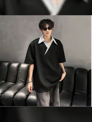 潮爆夏日,翻领新风尚!HandSeven新款翻领衬衫,重磅短袖T恤,男女通用,穿上它,轻松成为复古时尚焦点! #polo衫 #HandSeven #复古搭配  #夏季穿搭 #夏日风情