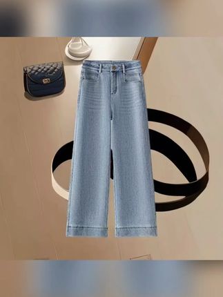 春秋新款!高腰窄版九分直筒牛仔裤,小个子女生的气质之选 #春秋薄款裤 #小个子神裤 #高腰阔腿裤 #女士牛仔裤 #小个子牛仔裤