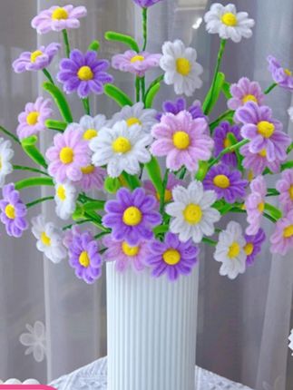 【送花瓶】 小雏菊 扭扭棒彩色菊花 手工花材料包1081(花杆款)#扭扭棒 #材料包 #手工材料包 #彩色扭扭棒