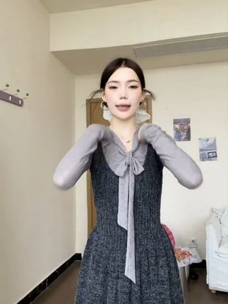 设计感小众上衣吊带连衣裙秋季新款今年流行爆款法式长裙气质套装#ootd穿搭 #今天穿什么 #小个子穿搭 #小香风穿搭 #秋季新款